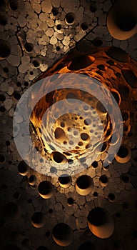 Abstract golden spheres on a cracked surface