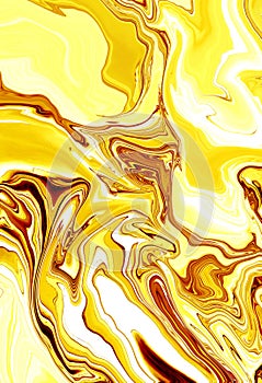 Abstract golden texture background. Yellow, white color gradient. Design backdrop as fluid trippy art paint. Modern poster. Art