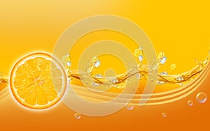 Abstract golden yellow gradient background With orange sponge and curves. Summer vacation illustration concept.