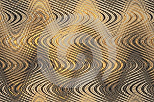 Abstract golden zigzag pattern with waves. Artistic image processing created by photo of sea rising sun. Beautiful multicolor patt