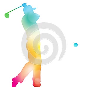 Abstract Golf Player Driving in Beautiful Summer Haze.