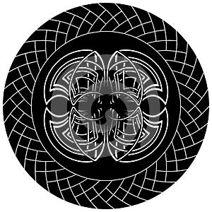 Abstract gothic illustration with celtic symbol in knotted circle