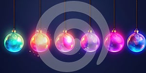 Abstract gradient background with glowing multicolored balls for Christmas tree