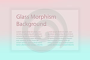Abstract gradient background. Transparent frame in glass morphism style