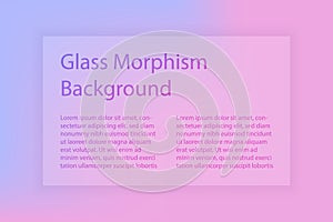 Abstract gradient background. Transparent frame in glass morphism style