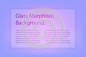 Abstract gradient background. Transparent frame in glass morphism style