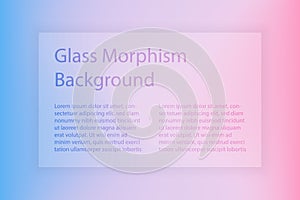 Abstract gradient background. Transparent frame in glass morphism style