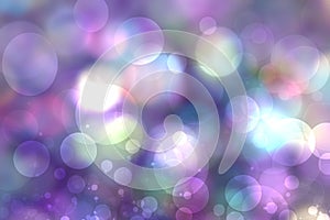 Abstract gradient blue pink violet background texture with blurred white bokeh circles and lights. Space for design. Beautiful