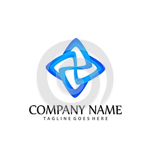 Abstract Gradient Blue Star Modern Company Logos Design Vector Illustration Template