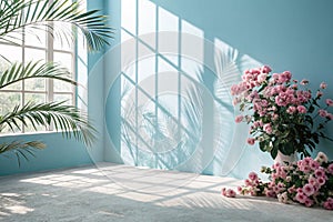 Abstract gradient blue studio background