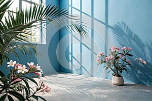 Abstract gradient blue studio background