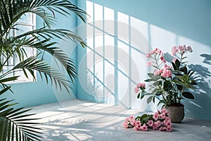 Abstract gradient blue studio background for product presentation