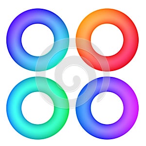 Abstract gradient circle modern frame color or web template. Vector set colorfull round ring shape isolated on white