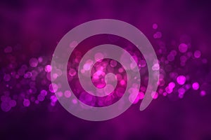 Abstract gradient of dark violet pink magenta background texture with glowing circular bokeh lights and stars. Beautiful purple