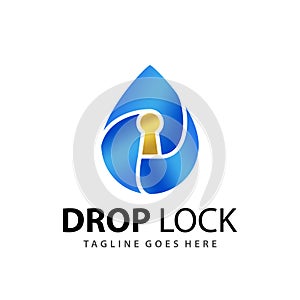 Abstract Gradient Drop Lock Logo Design Template Vector Stock