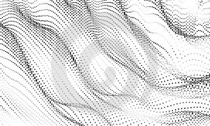 Abstract gradient dynamic wave of particles. Network of bright points or dots. Big data. Digital background. Vector dissolve