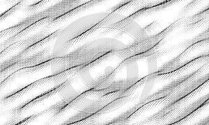Abstract gradient dynamic wave of particles. Network of bright points or dots. Big data. Digital background. Vector dissolve