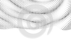 Abstract gradient dynamic wave of particles. Network of bright points or dots. Big data. Digital background. Vector dissolve