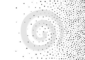 Abstract gradient halftone random dots background. A4 size, vector illustration, backdrop using halftone dot pattern.