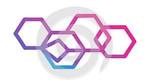Abstract Gradient Hexagon Network Interconnected Shapes, vector design Generative AI