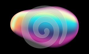 Abstract gradient iridescent shape. Rainbow coloring fluid, simple liquid amorphous splodge, organic bright bubble stone photo