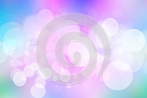 Abstract gradient of light blue pink pastel background texture with glowing circular bokeh lights. Beautiful colorful spring or