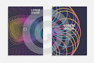 Abstract gradient linear waves.Minimal covers design. Colorful halftone gradients