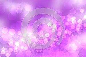 Abstract gradient pink purple background texture with blurred bokeh circles and white lights. Space for design. Beautiful backdrop