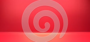Abstract gradient podium background. Red empty 3d studio backdrop. Clean scene