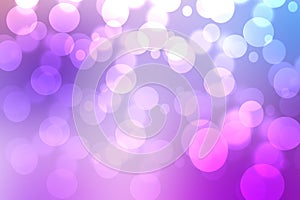 Abstract gradient purple pink background texture with blurred bokeh circles and lights. Space for design. Beautiful backdrop