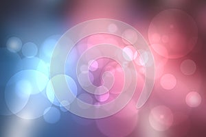 Abstract gradient purple pink blue background texture with blurred bokeh circles and lights. Space for design. Beautiful backdrop