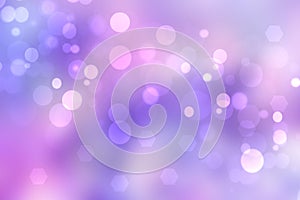 Abstract gradient purple pink blue background texture with blurred bokeh circles and lights. Space for design. Beautiful backdrop