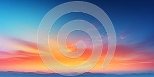 Abstract gradient sunrise in the sky with cloud and blue mix orange natural background