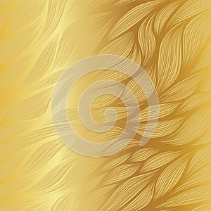 Abstract gradient vector leaf doodle pattern on metallic gold background.