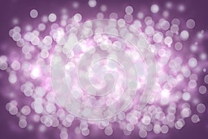 Abstract gradient violet purple background texture with blurred white bokeh circles and lights. Space for design. Beautiful