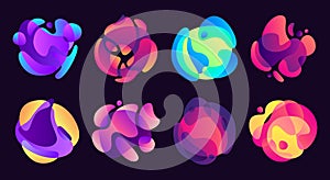 Abstract gradients shapes. Organic free form colorful gradient blur, blurred fluid shape or liquid blurs forms vector