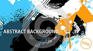 Abstract graffiti banner with colorful elements, paint splashes, scribbles and throw up pieces. Street art background