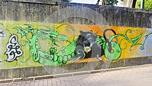 Abstract graffiti on a wall