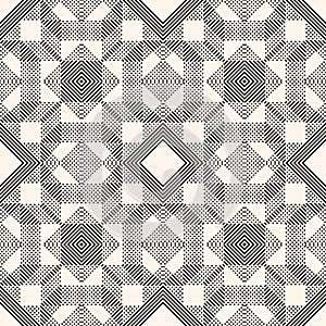 Abstract graphic background with diagonal stripes, squares, small elements.