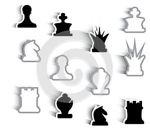 Abstract graphic chess pieces