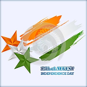 Abstract graphic, design, holidays template with orange, white and green stars in national flag colors for Indian Independence Day