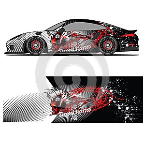 Abstract graphic design of racing vinyl sticker for racing car