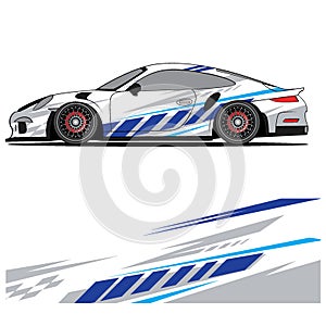 Abstract graphic design of racing vinyl sticker for racing car