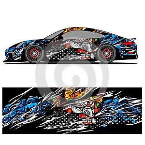 Abstract graphic design of racing vinyl sticker for racing car