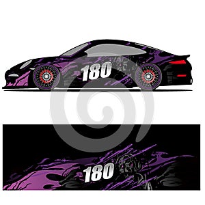 Abstract graphic design of racing vinyl sticker for racing car