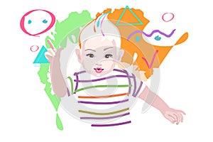 Abstract graphic illustration art baby