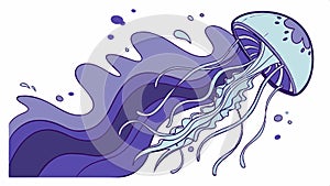 Abstract graphic of a jellyfish or sea creature with flowing purple tendrils vector design Generative AI photo