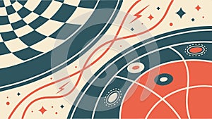 Abstract graphic pattern with circular and geometric elements and lines vector design Generative AI
