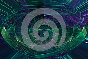 Abstract graphic power motion modern pattern shiny vibrant effect glowing wave science photo