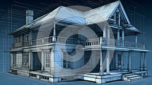 Abstract graphic represents architectural plans for a house, showcasing the intricate and detailed design elements. photo